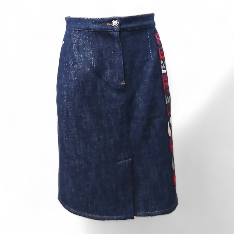 Saia Chanel Jeans Midi Bordado - 36 