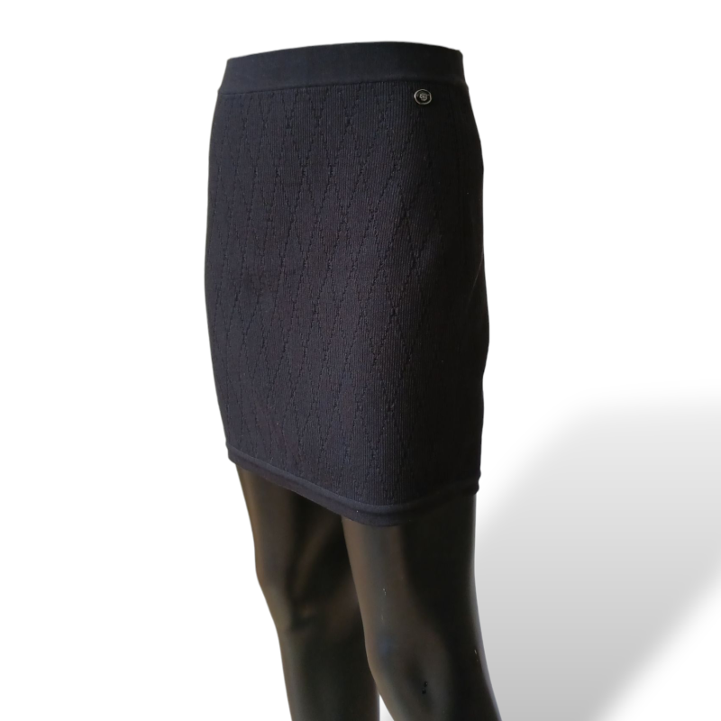 Saia Chanel Tricot Preta-38