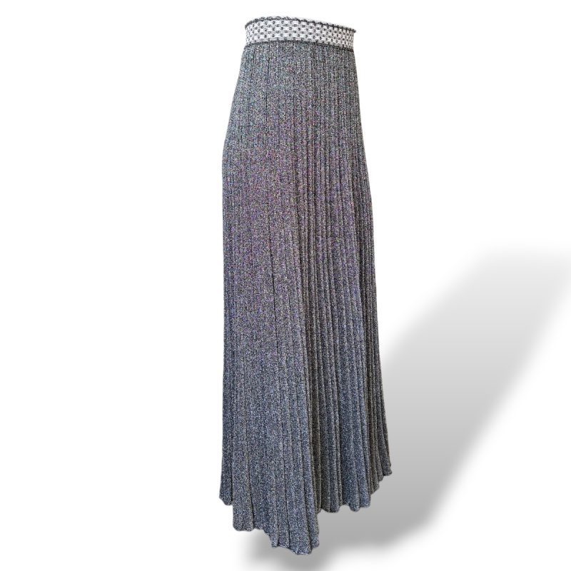 Saia Missoni Lurex Prata com Elástico Cintura - 34 Saia Missoni Lurex Prata com Elástico Cintura - 34