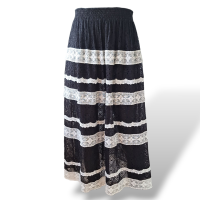 Saia NK Renda Listras Preto E Branco-34