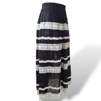 Saia NK Renda Listras Preto E Branco-34