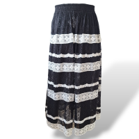 Saia NK Renda Listras Preto E Branco-34
