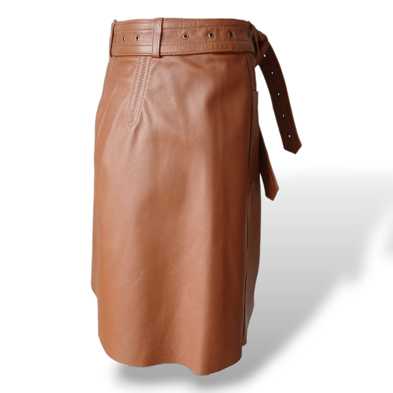 Saia NK Couro Marrom com Cinto-40