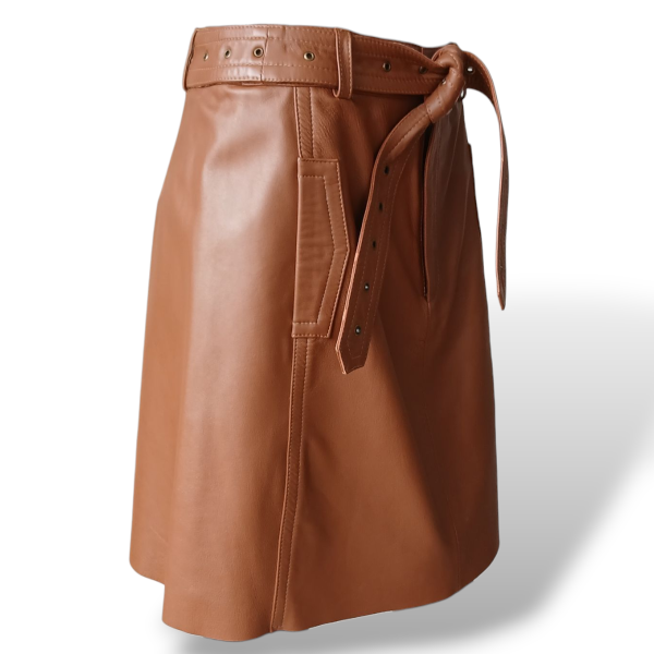 Saia NK Couro Marrom com Cinto-40