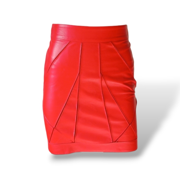 Saia Patricia Motta Couro Vermelho - 36