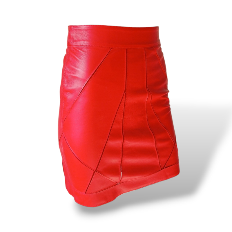 Saia Patricia Motta Couro Vermelho - 36