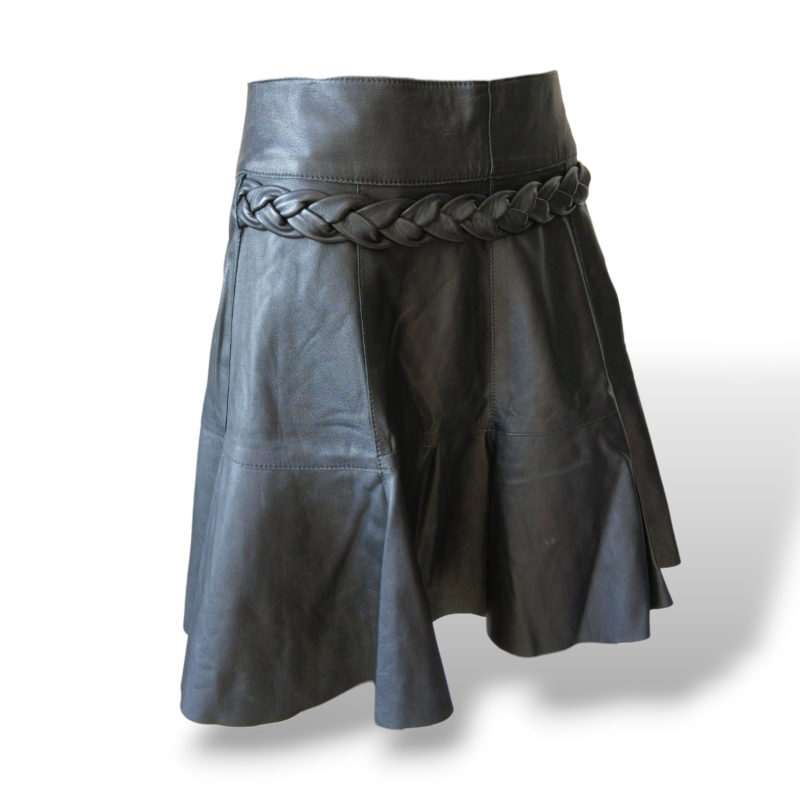 Saia Patrícia Motta Couro Preto - 38 