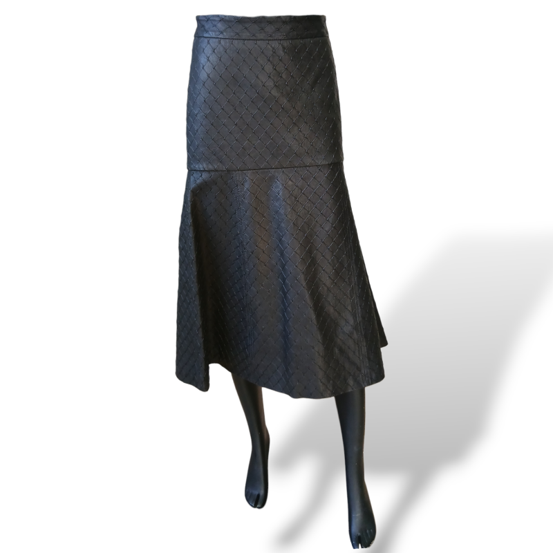 Saia Paula Raia Couro Preta-40