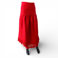Saia Paula Raia em Tweed Vermelha com Franjas-38