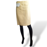 Saia Louis Vuitton de Couro Amarela Clara - 38