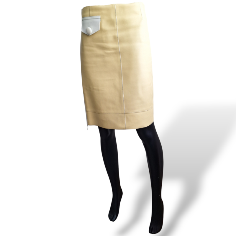 Saia Louis Vuitton de Couro Amarela Clara - 38 Saia Louis Vuitton de Couro Amarela Clara - 38
