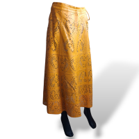 Saia Patricia Motta de Couro Amarelo - 40