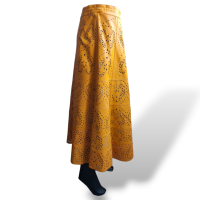 Saia Patricia Motta de Couro Amarelo - 40