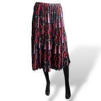 Saia Valentino Midi preta com Vermelho/ estampa batom 40