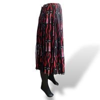 Saia Valentino Midi preta com Vermelho/ estampa batom 40