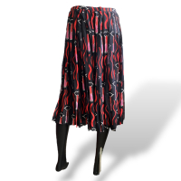 Saia Valentino Midi preta com Vermelho/ estampa batom 40