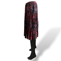 Saia Valentino Midi preta com Vermelho/ estampa batom 40