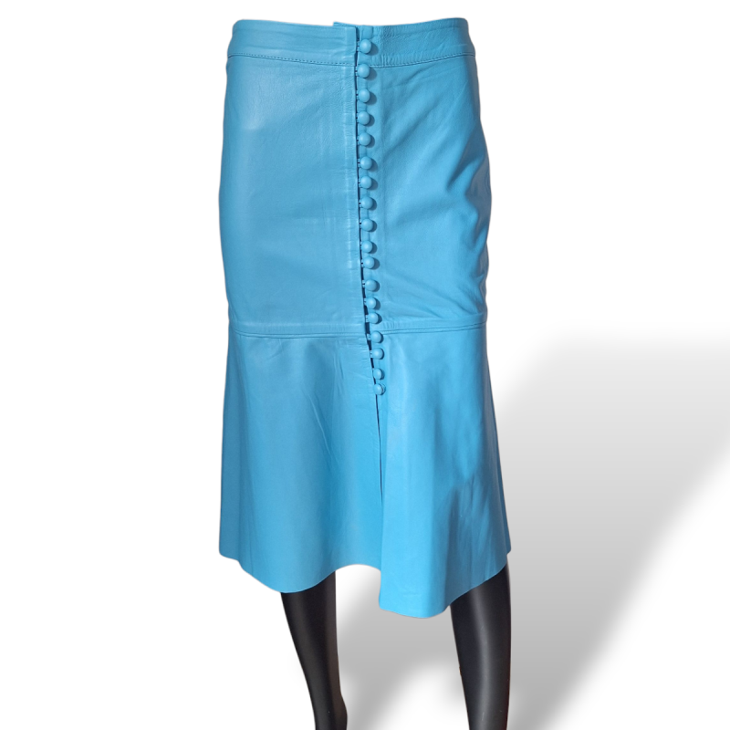 Saia Renatta Gomes em Couro Turquesa-P