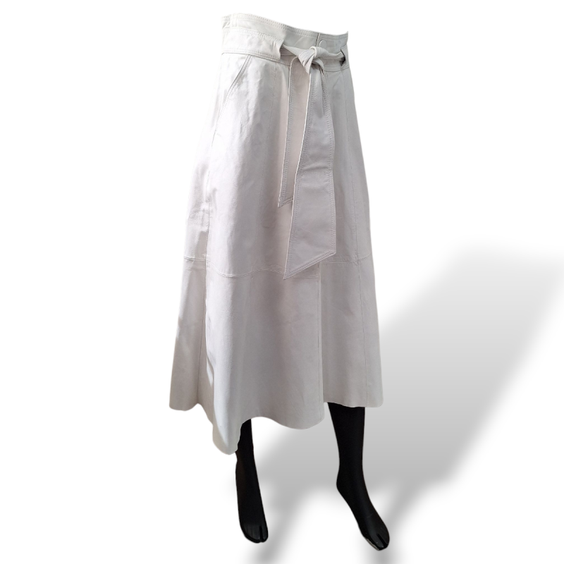 Saia Verosenso em Couro Branco  Saia Verosenso em Couro Branco