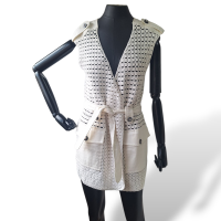 Saida De Praia Tory Burch Croche Branco-P