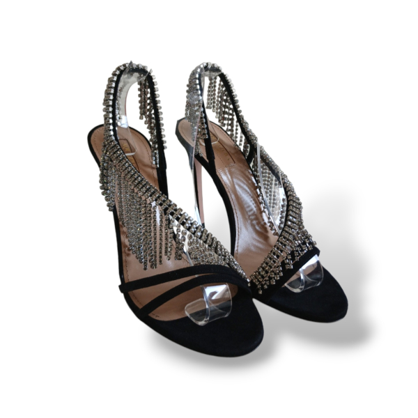 Sandália Aquazzura Wild Fringe Crystal Preta - 35 