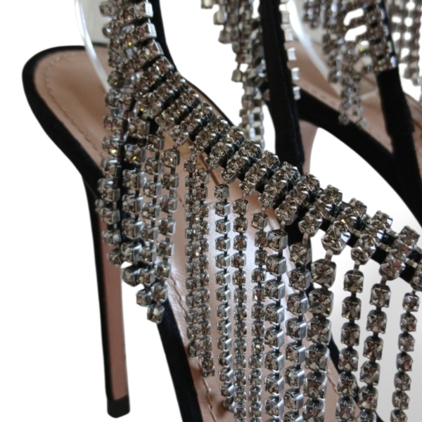 Sandália Aquazzura Wild Fringe Crystal Preta - 35 