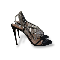 Sandália Aquazzura Wild Fringe Crystal Preta - 35 Sandália Aquazzura Wild Fringe Crystal Preta - 35