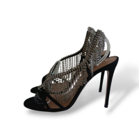Sandália Aquazzura Wild Fringe Crystal Preta - 35 Sandália Aquazzura Wild Fringe Crystal Preta - 35