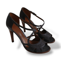 Peep Toe Bottega Veneta Cinza Chumbo-37