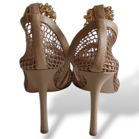 Sandália Bottega Veneta em Tela Bege-38