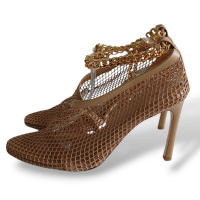 Sandália Bottega Veneta em Tela Bege-38