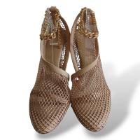 Sandália Bottega Veneta em Tela Bege-38