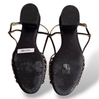 Sandália Chanel Camurça Preta Com Dourada -37