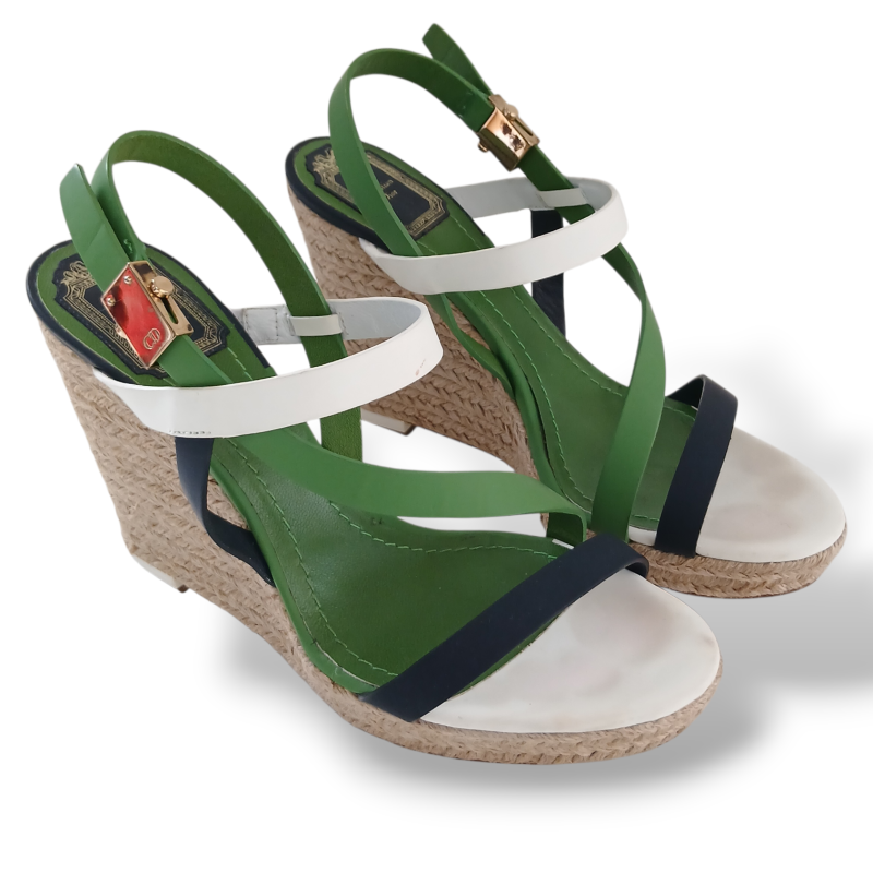 Anabela Christian Dior Azul, Verde e Branca-37