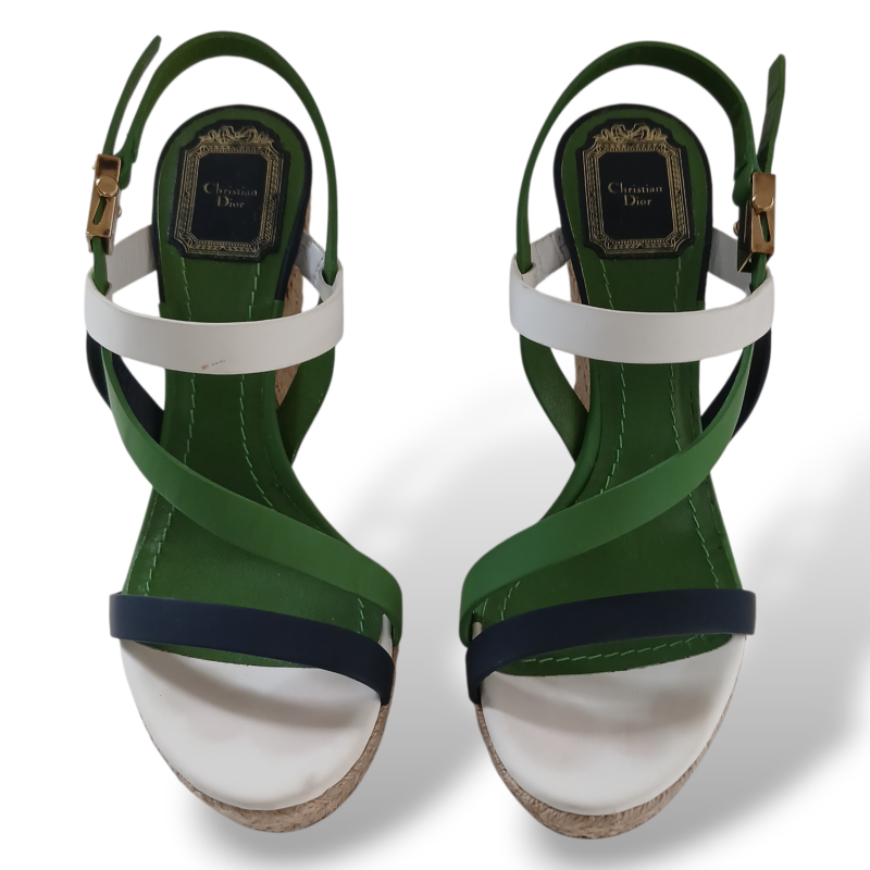 Anabela Christian Dior Azul, Verde e Branca-37