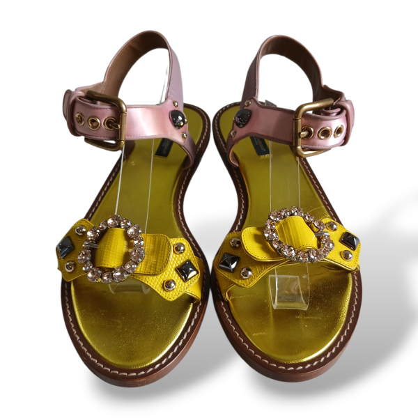 Sandália Dolce Gabbana Amarela com Rosa-39