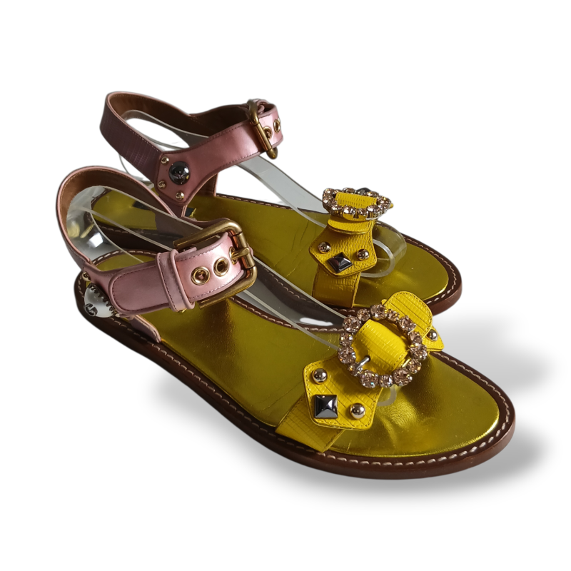 Sandália Dolce Gabbana Amarela com Rosa-39