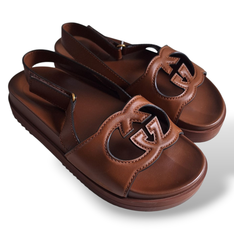 Papete Gucci GG Couro Caramelo - 38 Papete Gucci GG Couro Caramelo - 38