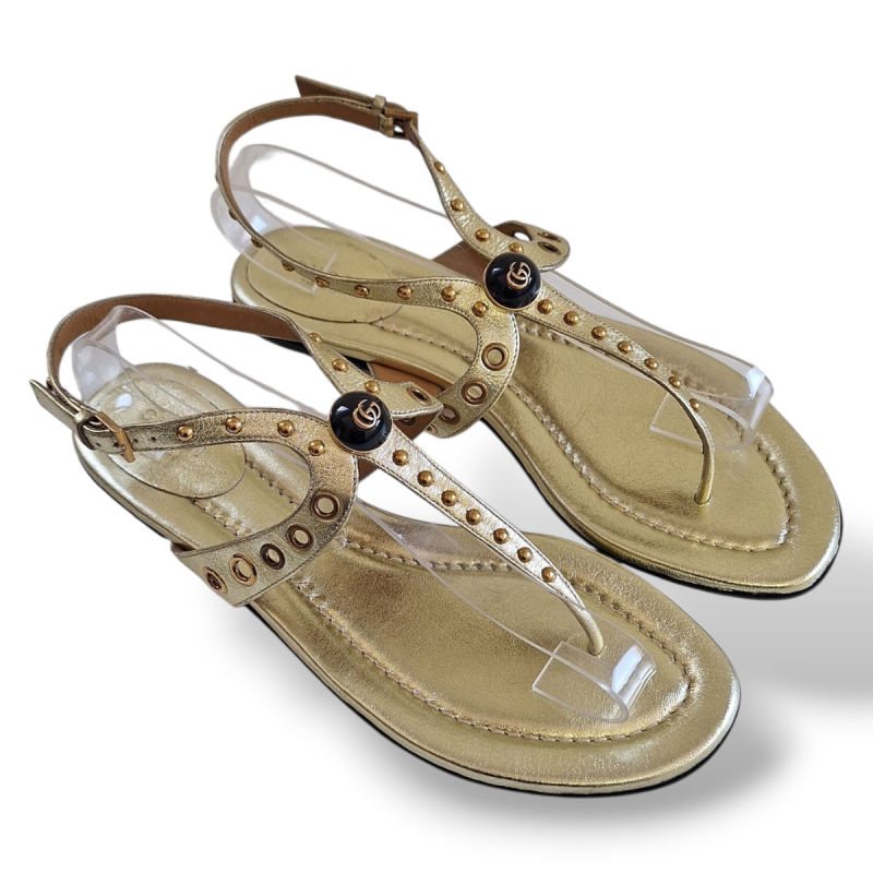 Rasteira Gucci GG e Ilhós Dourada-38 Rasteira Gucci GG e Ilhós Dourada-38