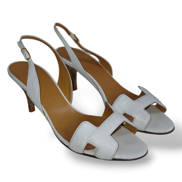 Sandália Hermès Oasis Slingback Branca - 37