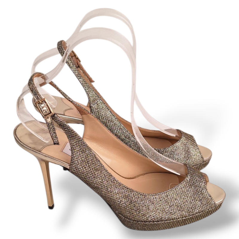 Peep Toe Jimmy Choo Glitter Dourado - 36 