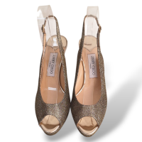 Peep Toe Jimmy Choo Glitter Dourado - 36 