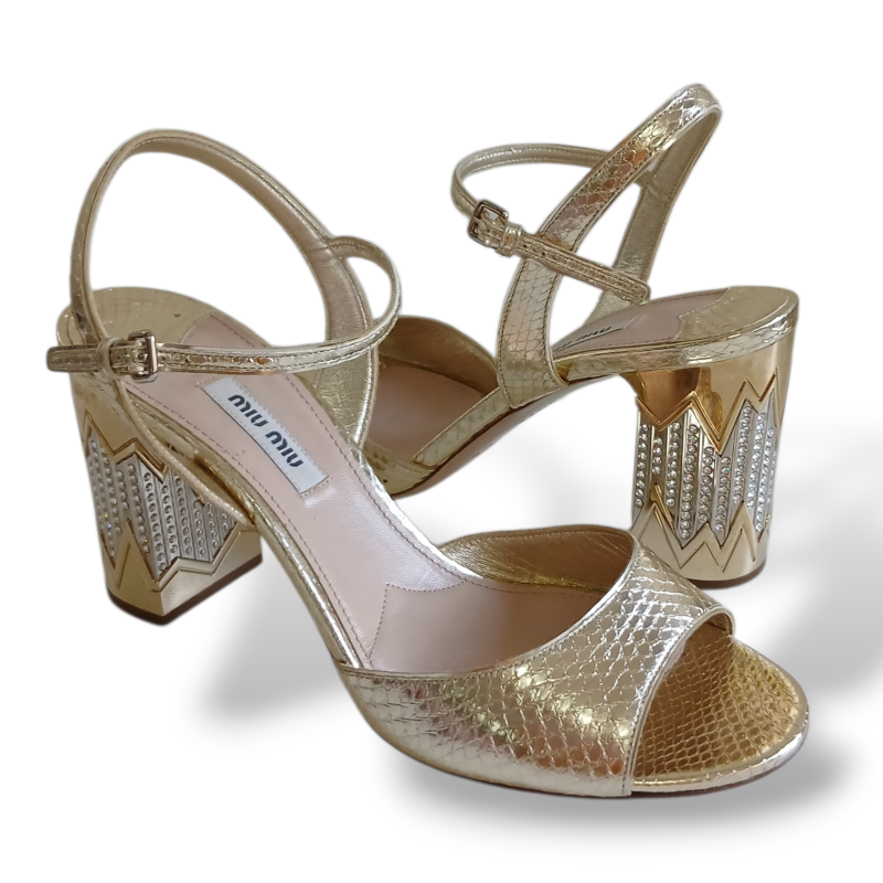 Sandália Miu Miu Dourada-38