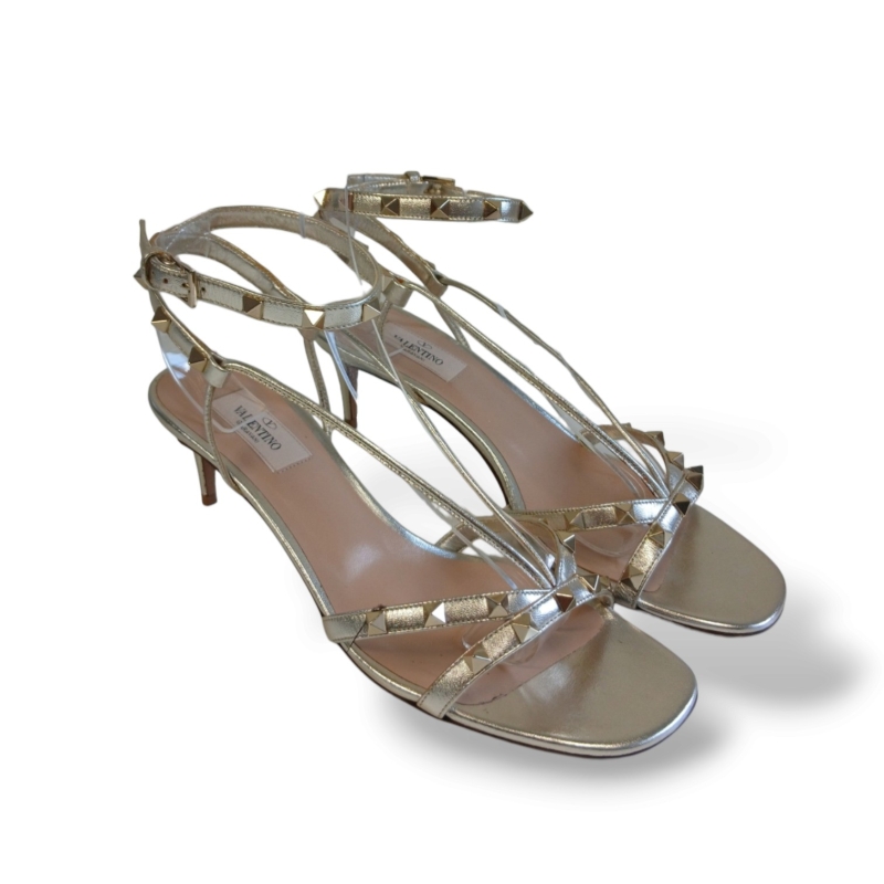 Sandália Valentino Rockstud Metalizada Prata - 38 
