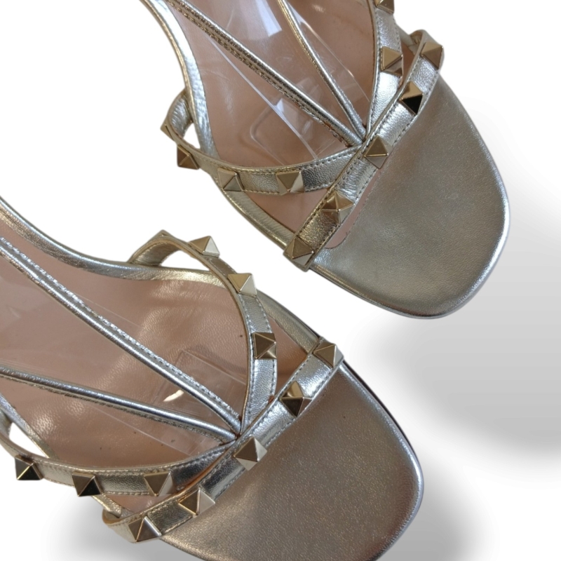 Sandália Valentino Rockstud Metalizada Prata - 38 
