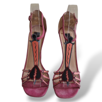 Sandália Valentino Love Blade Suede Rosa-37