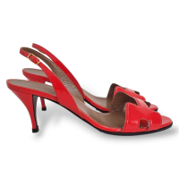 Sandália Hermès Oasis Slingback Vermelha em Vermiz-38