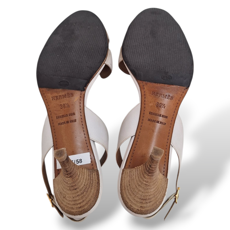Sandália Hermès Oasis Slingback Branca-37