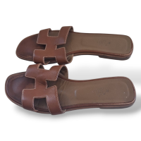 Rasteira Hermès Oran Caramelo-38 Rasteira Hermès Oran Caramelo-38