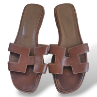 Rasteira Hermès Oran Caramelo-38 Rasteira Hermès Oran Caramelo-38